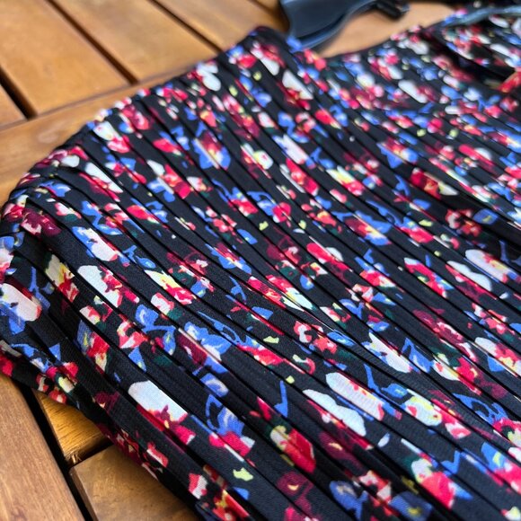 A Pea In The Pod Dress Womens One Size Black Floral Pleated Maternity Midi New - Picture 10 of 15